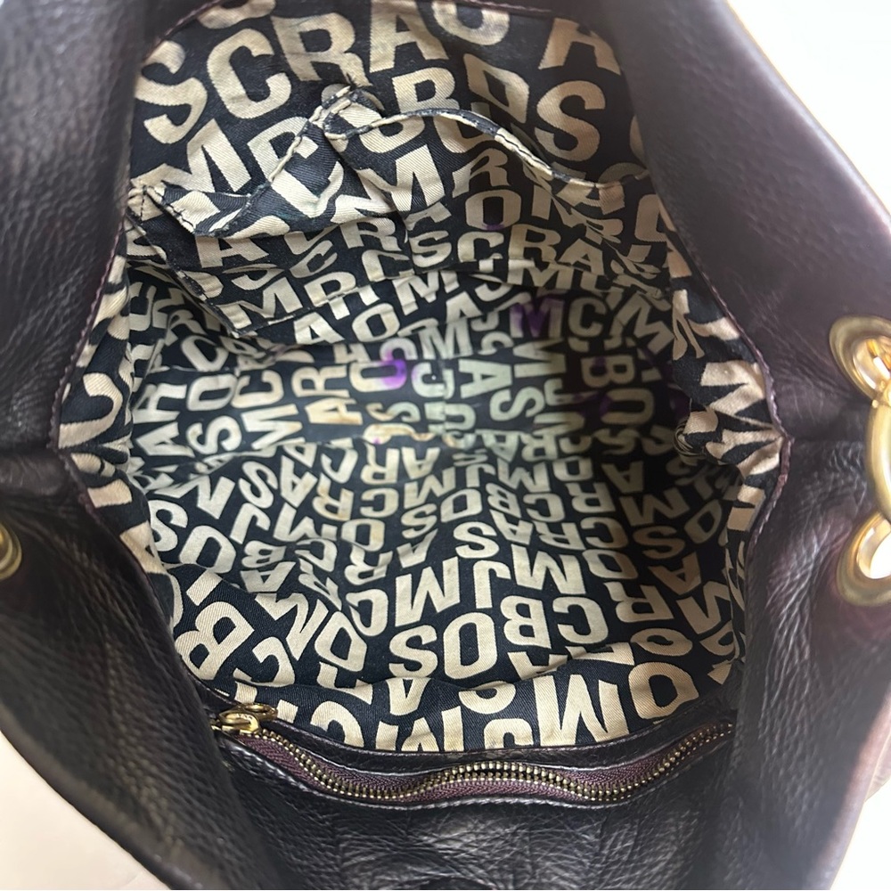Marc Jacobs Classic Q Hillier Hobo Pebbled Leather Bag Black Brown Gold Hardwear - Picture 13 of 16